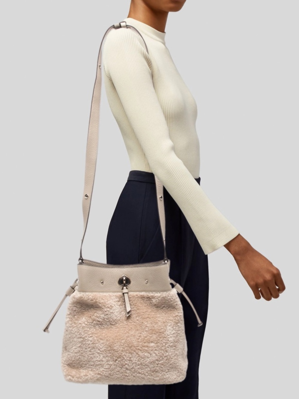 Kate Spade New York Marti shearling crossbody bucket bag NWOT MSRP $449